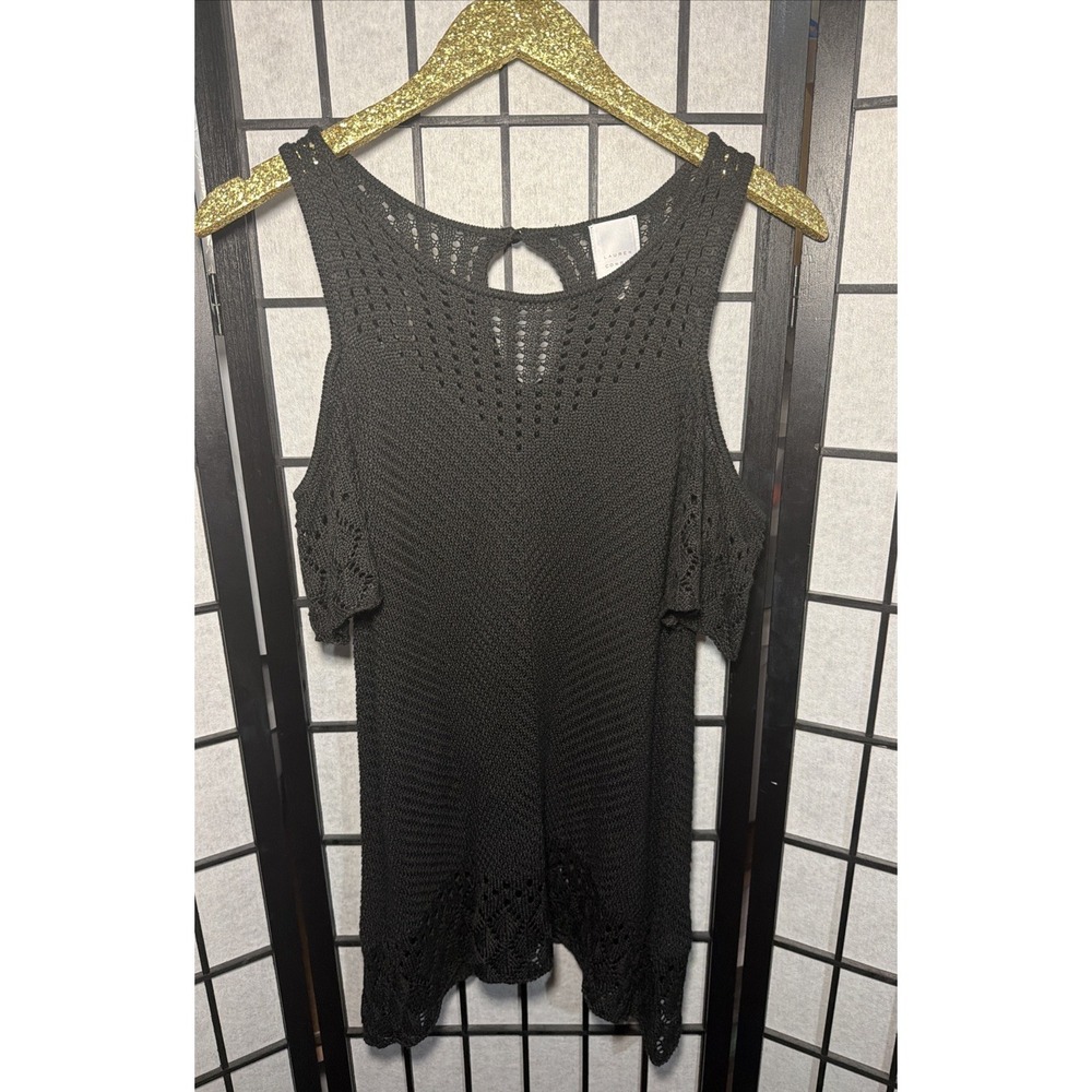 LC Lauren Conrad Black Cold Shoulder Sweater Size Medium